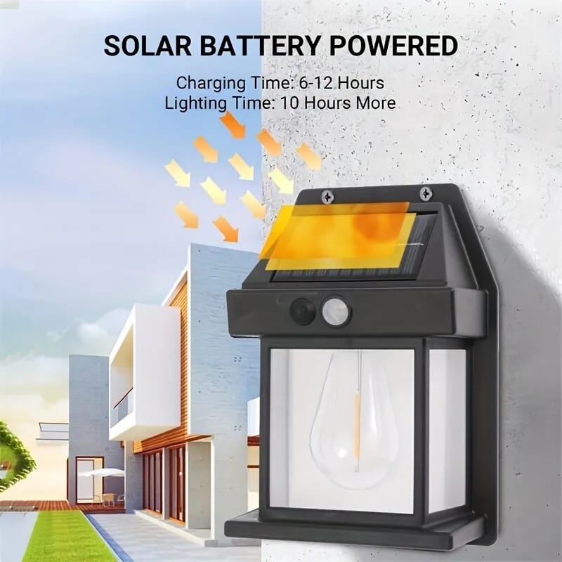 Solar Tungsten Filament Wall Lamp – Outdoor Waterproof & Intelligent Induction Light