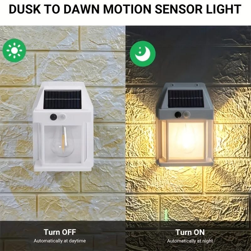 Solar Tungsten Filament Wall Lamp – Outdoor Waterproof & Intelligent Induction Light