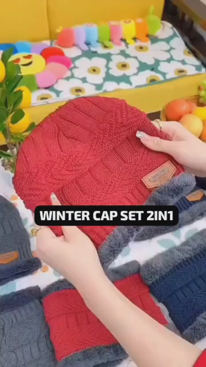 New Stylish Cotton Beanie Set – 2-Piece Cap & Neck Warmer for Men and Women