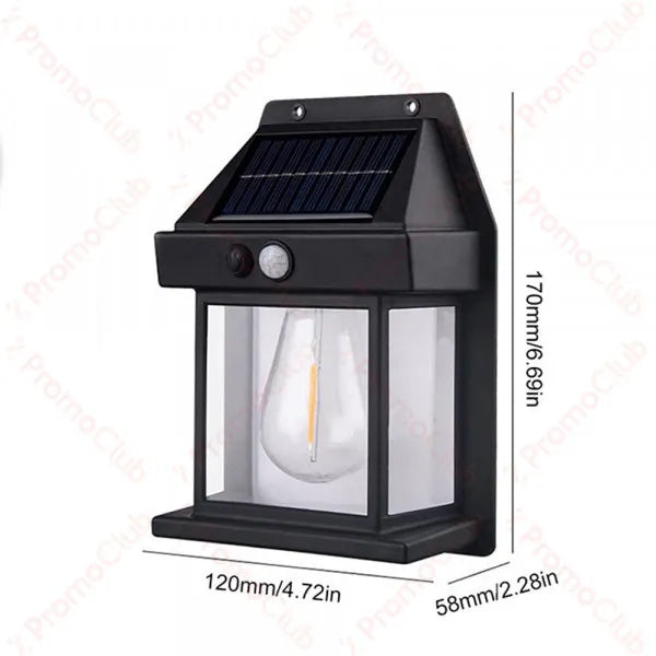 Solar Tungsten Filament Wall Lamp – Outdoor Waterproof & Intelligent Induction Light