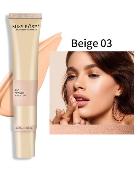 Miss Rose 3PC Regular Deal – Silk Foundation, Concealer & Blender Set | Smooth, Long-Lasting Makeup Finish