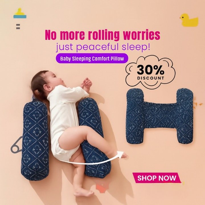 Baby Sleeping Comfort Pillow – Soft & Ergonomic Support for Head, Neck & Back | Washable & Breathable Fabric