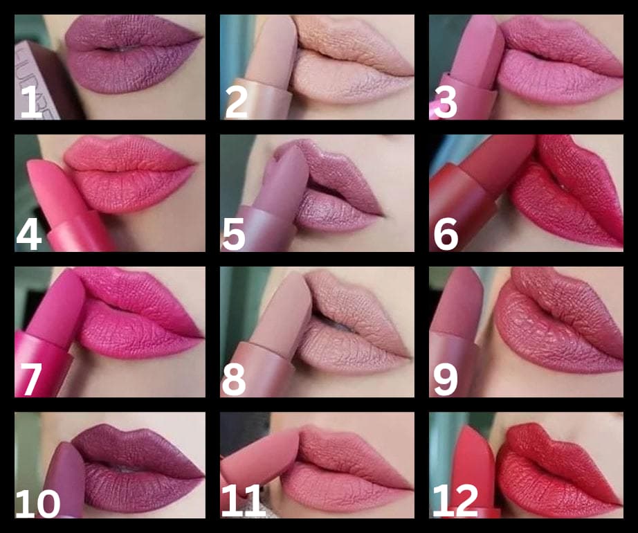 12 Shades Matte Lipstick – Long-Lasting, Smooth & Bold Color | Single Piece Available