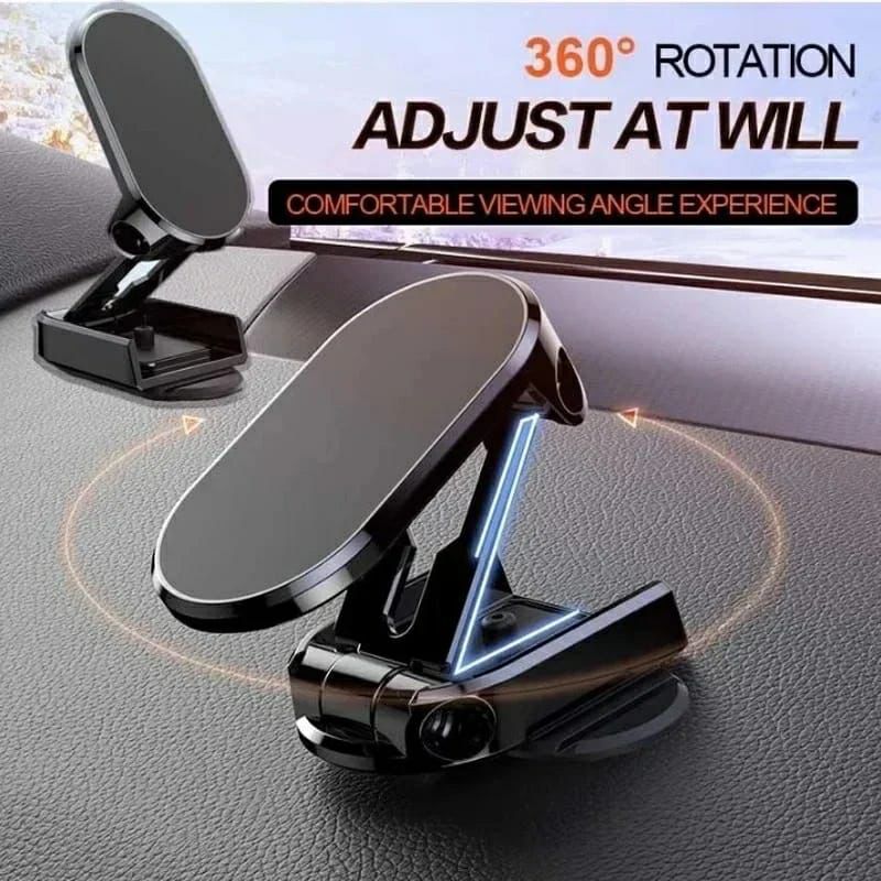Magnetic Car Phone Holder – 360° Rotatable Folding Mount for iPhone, Xiaomi & All Smartphones