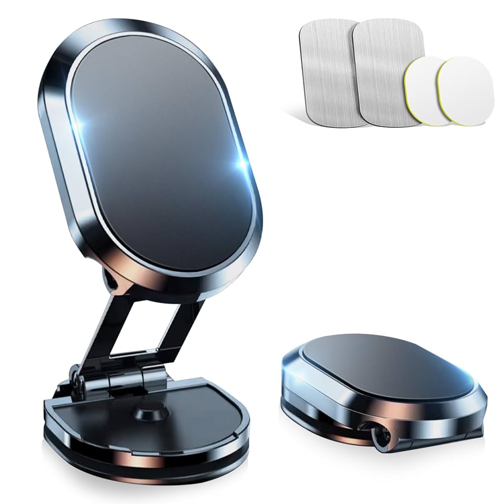 Magnetic Car Phone Holder – 360° Rotatable Folding Mount for iPhone, Xiaomi & All Smartphones