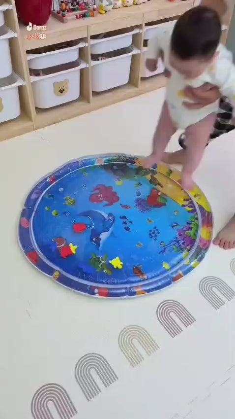 100cm Large Baby Water Play Mat – Inflatable Round Mat with Dolphin & Seal Pattern | Fun Kids Gift